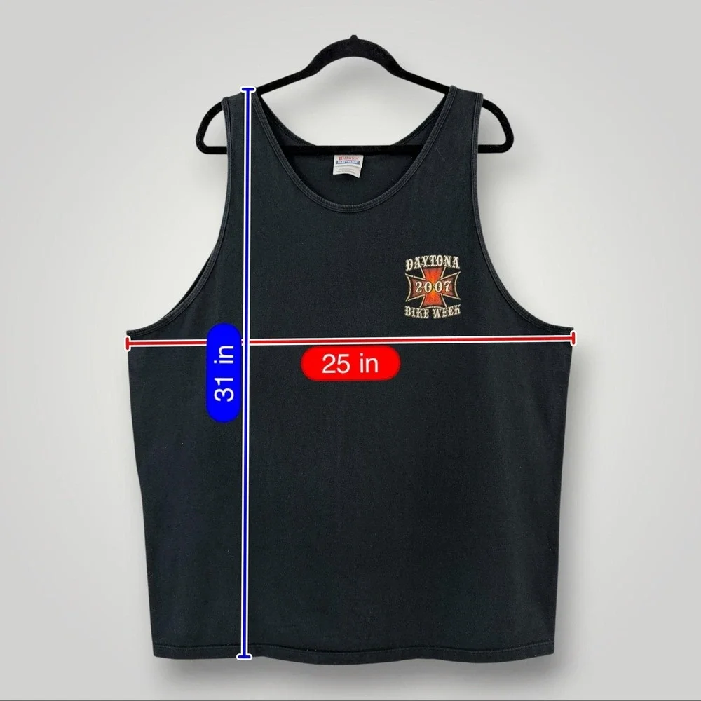 Daytona Bike Week Tank Mens 2XL Black 2007 Skull Graphic Hanes Heavyweight